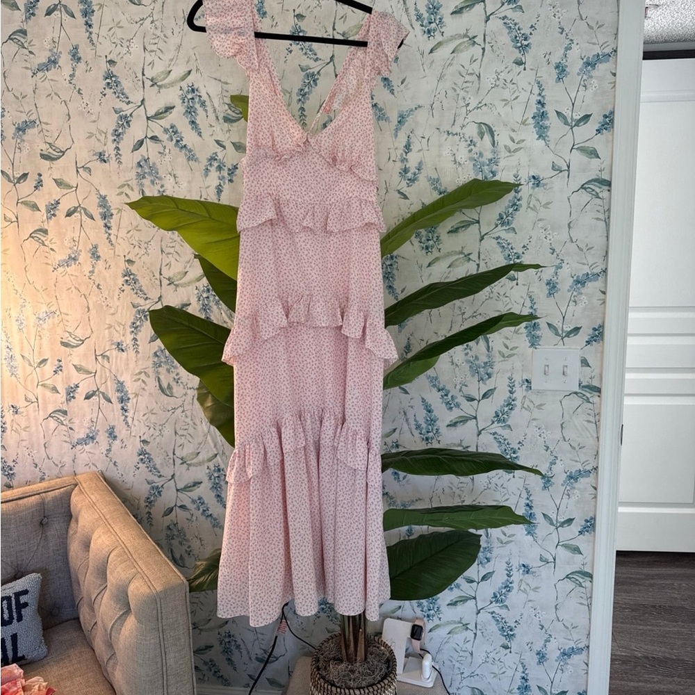 Pink Ruffled Maxi Dress - Picture 1 of 2